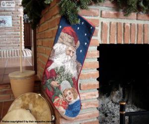 Puzzle Χριστούγεννα κάλτσα κρεμασμένα από την καμινάδα
